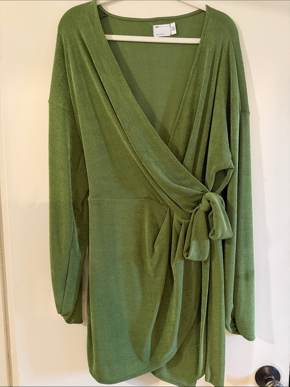 asos Green Wrap Dress with Tie Detail